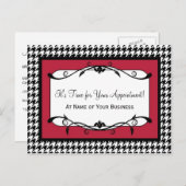 Samba Red Hahnentrittmuster Termin Erinnerung Postkarte (Vorne/Hinten)