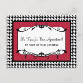 Samba Red Hahnentrittmuster Termin Erinnerung Postkarte (Vorderseite)