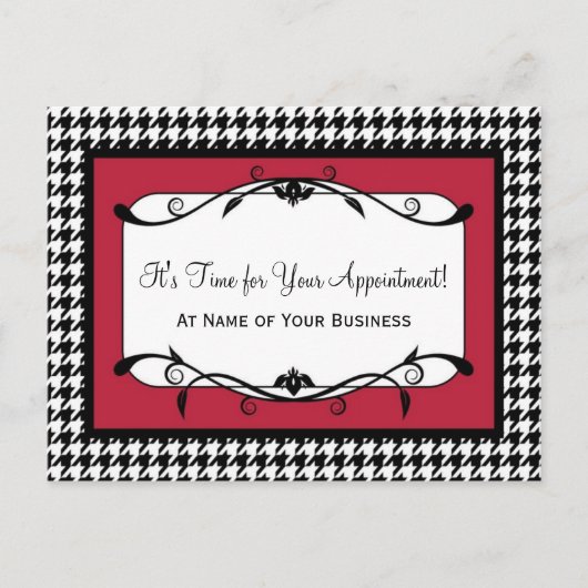 Samba Red Hahnentrittmuster Termin Erinnerung Postkarte (Vorderseite)