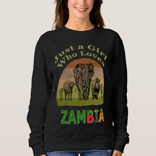 Sambia Big 5 Wildtiere mit Text Nur ein Mädchen da Sweatshirt (Vorderseite)