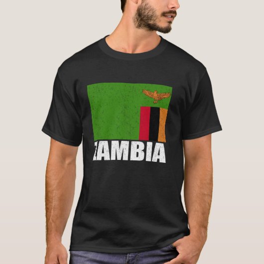 Sambia Flag Grunge Vintag Souvenir Sambia T-Shirt (Vorderseite)