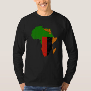 Sambia-Flagge Afrika-Kontinent-Silhouette Geschenk T-Shirt