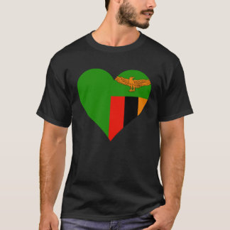 Sambia-Flagge Herz Sambia  Liebe Sambia T-Shirt