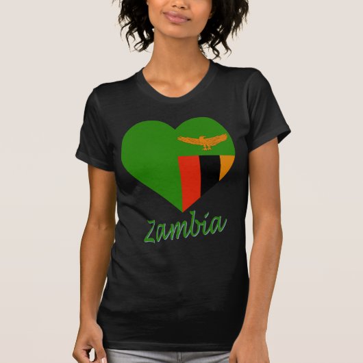 Sambia-Flaggen-Herz T-Shirt (Vorderseite)