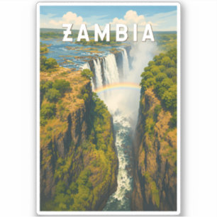 Sambia Illustration Reise Kunst Vintage Aufkleber