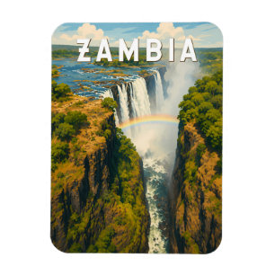 Sambia Illustration Reise Kunst Vintage Magnet