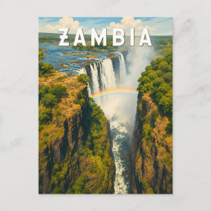 Sambia Illustration Reise Kunst Vintage Postkarte
