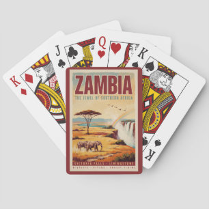Sambia Landschaft Illustration Reise Kunst Vintage Spielkarten