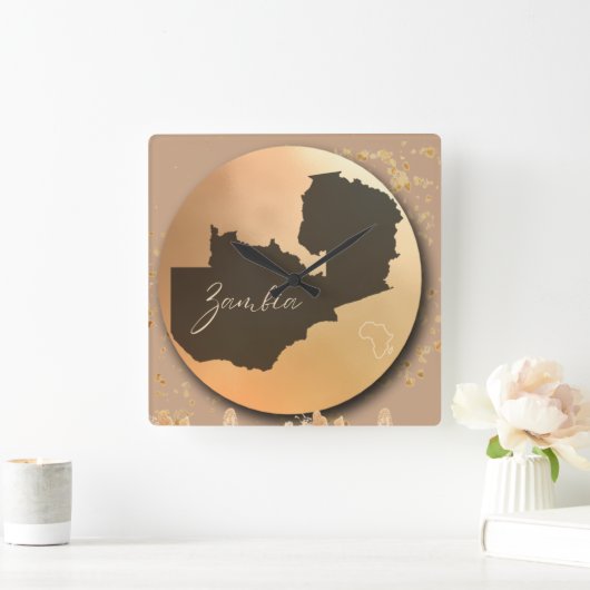 Sambia x Afrika Quadratische Wanduhr (Zuhause)