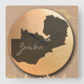 Sambia x Afrika Quadratische Wanduhr (Vorderseite)