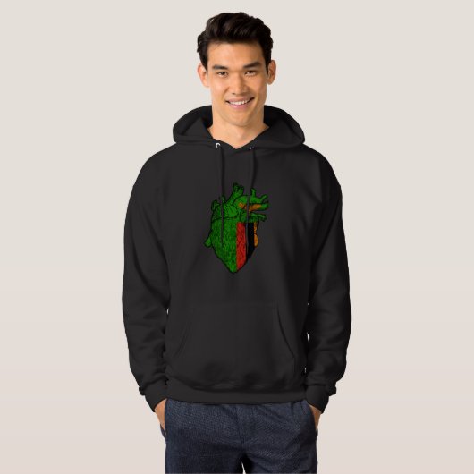 Sambische Flagge Sambischer Pride Sambia Herz Samb Hoodie (Vorne ganz)