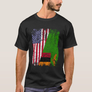 sambische Roots Halb-Amerikanische Flagge - Flagge T-Shirt