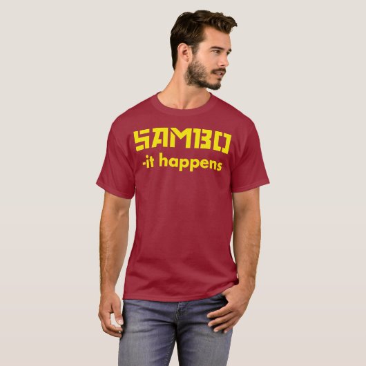 SAMBO - es geschieht gelber Text des MIXED MARTIAL T-Shirt (Vorne ganz)