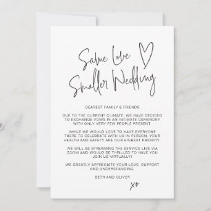 Same Love Smaller Wedding Downsized Script-Schrift Ankündigung