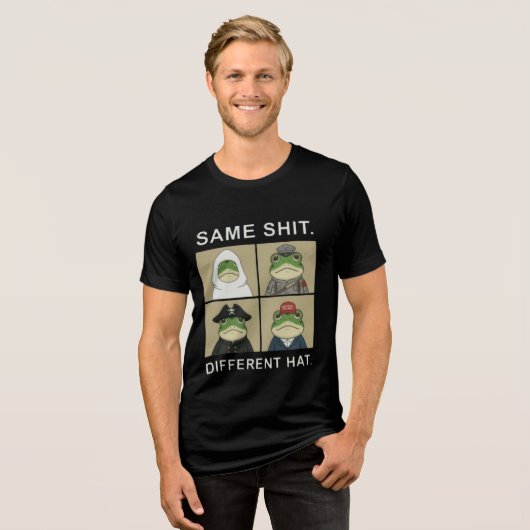Same Stuff Different Hat Funny Political Frog Tri-Blend Shirt (Vorderseite voll)