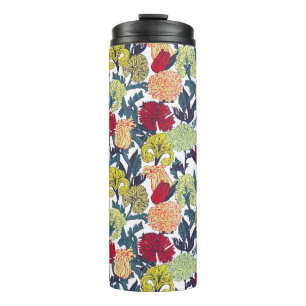 Sameless colorful flowers Pattern on white backgro Thermosbecher