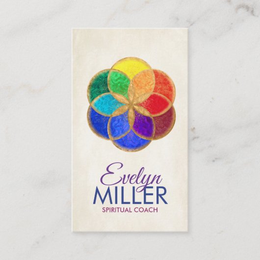 Samen des Lebens Chakra Farben Visitenkarte (Vorderseite)