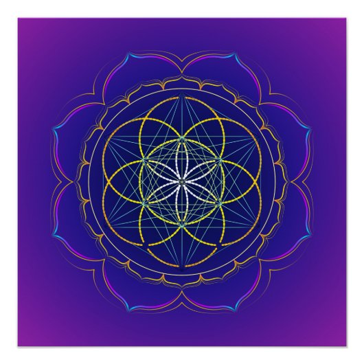 Samen des Lebens & Metatron's cube mandala Poster (Vorderseite)