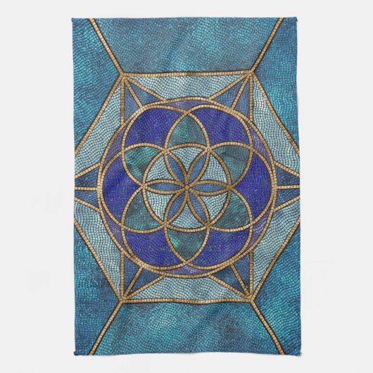 Samen des Lebens Mosaik Ornament Geschirrtuch (Vertikal)