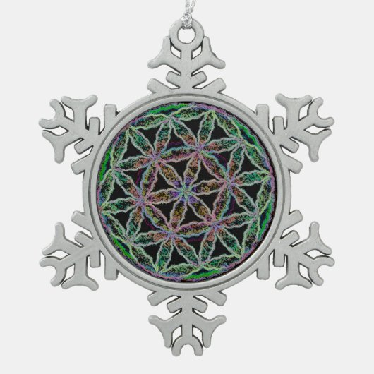 Samen des Lebens Schneeflocken Zinn-Ornament (Vorderseite)