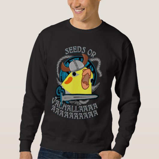 Samen oder Valhalla Birb Meme Viking Cockatiel Par Sweatshirt (Vorderseite)