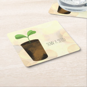 Samen säen rechteckiger pappuntersetzer