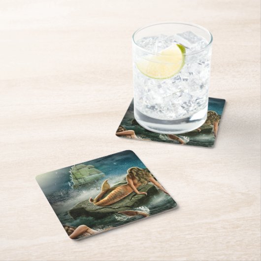 Samen und Schiff Rechteckiger Pappuntersetzer (Vor Ort)