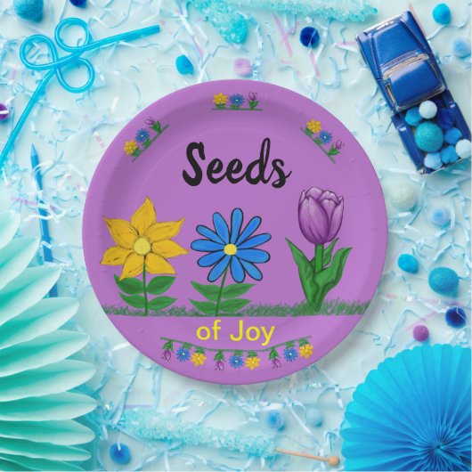Samen von Joy Garden Blume Gelb Blau Lila Pappteller (Party)