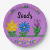 Samen von Joy Garden Blume Gelb Blau Lila Pappteller (Vorderseite)
