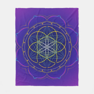 Samen von Leben yantra u. Metatrons Würfel-Mandal Fleecedecke