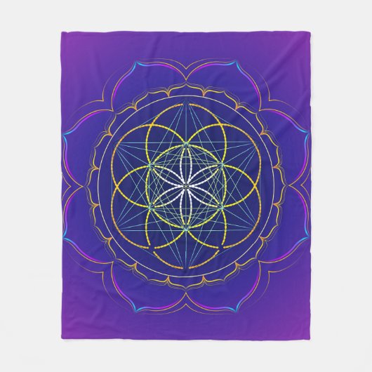 Samen von Leben yantra u. Metatrons Würfel-Mandala Fleecedecke (Vorderseite)