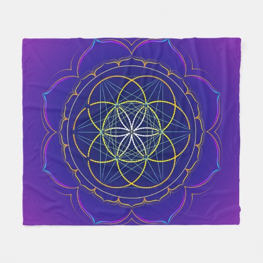 Samen von Leben yantra u. Metatrons Würfel-Mandala Fleecedecke (Vorderseite (Horizontal))