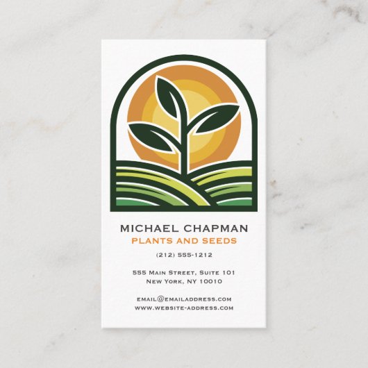 Samengewinnung und sonnenBio Bauer Visitenkarte (Vorderseite)