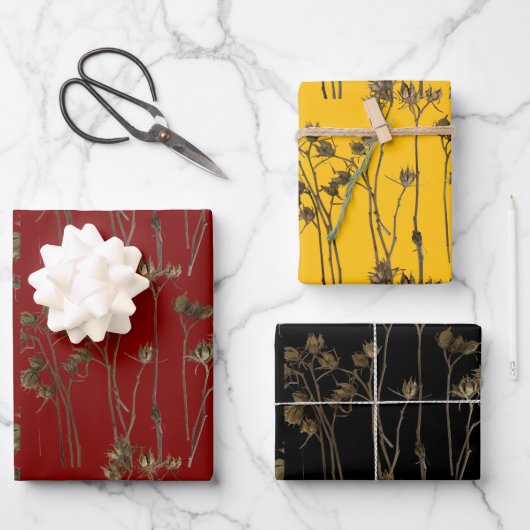 Samenkapseln auf einem Geschenkpapier-Set Geschenkpapier Set (Vorderseite)