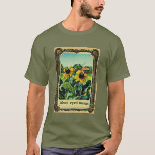 Samenpackungsdesign von Schwarzaugiger Susanne auf T-Shirt