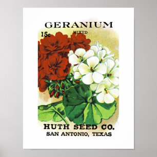 Samenpackungsetikett für Geranien Poster