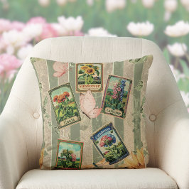 Samenpaket Vintage Salbei Streifen samtiger Look Kissen
