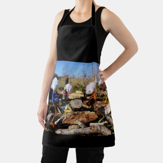 Samenwerking van Fubby poppetjes op een houtwerkpl Schürze (InSitu)