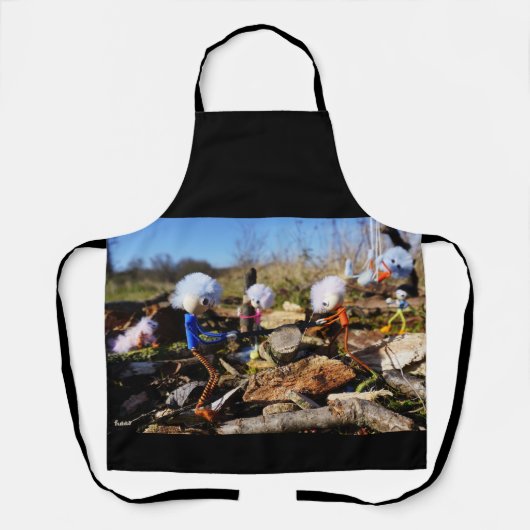 Samenwerking van Fubby poppetjes op een houtwerkpl Schürze (Vorderseite)