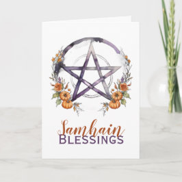 Samhain Blessings Pumpkins & Pentagramm Halloween Feiertagskarte