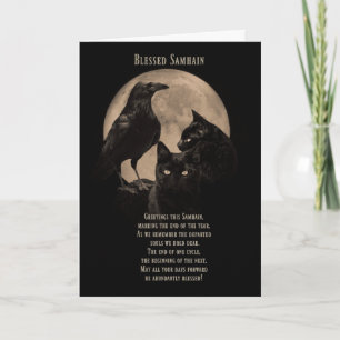 Samhain Blessings Raven and Black Cat Karte