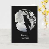 Samhain Card mit Owl und Moon Sabbat Karte (Gelbe Blume)