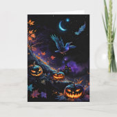 Samhain Crow & Pumpkins Halloween-Nacht Karte (Vorderseite)