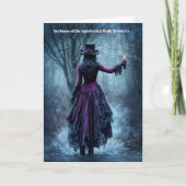 Samhain Frau mit Kerze auf einem Nebelweg Karte (Vorderseite)