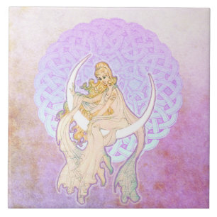 Samhain Greetings Lunar Goddess Keramik Tile Fliese