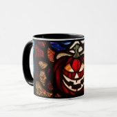 Samhain Gruseliger Jack-O-Lantern-Buntglas-Effekt Tasse (Vorderseite Links)