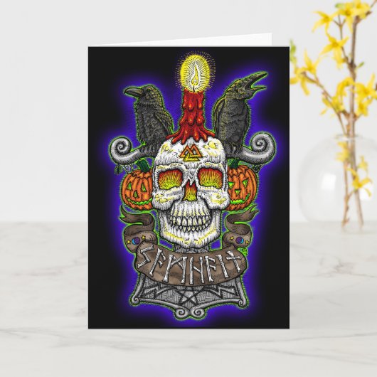 Samhain - Halloween Karte (Gelbe Blume)