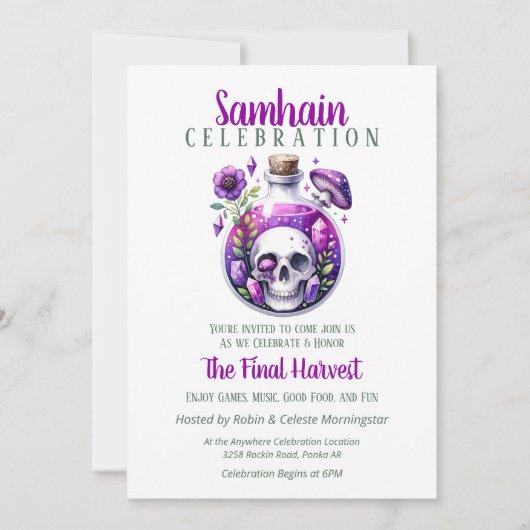 Samhain Harvest Potion Flasche Halloween-Party Einladung (Vorderseite)