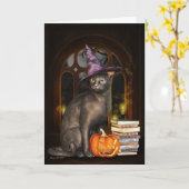 Samhain Hexe Kitty Cat Grußkarte Karte (Gelbe Blume)