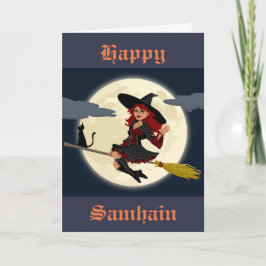 Samhain-Karte - fliegende Hexe Karte